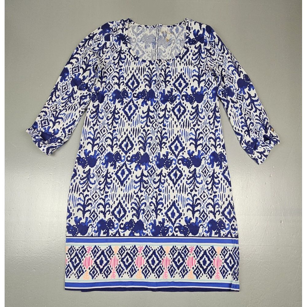 Lilly Pulitzer‎ Womens Medium Knit Dress Ocean Ridge Blue Pink.